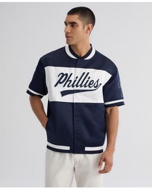 Fanatics Philadelphia Phillies Iconic Satin Full-snap Short-sleeve Jacket - Blue