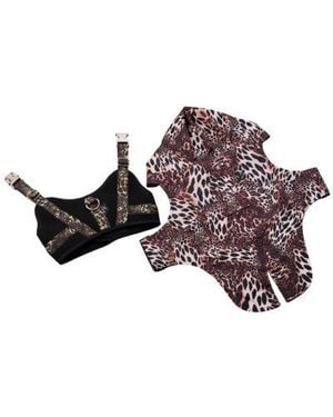 Natori Leopard Raincoat Harness Set L - Black