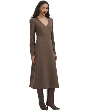 Finery London Seraphina Ponte Jersey V-neck Midi Dress - Brown