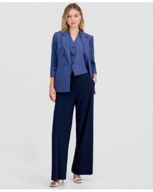 BarIII Pinstripe Notched Collar Jacket V Neck Vest Macys Exclusive - Blue