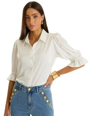 The Noli Shop Cindy Ruffle Sleeve Blouse - White