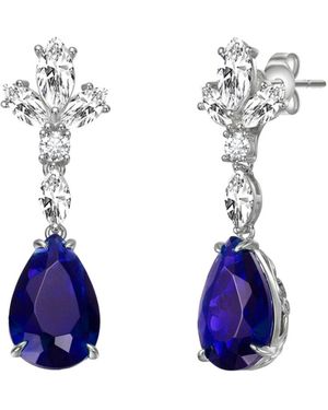 Genevive Jewelry Sterling Silver 14k Gold Plated Or Gold Plated Dangle Earrings - Blue
