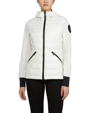 Pajar Cressy Mixed Media Channel Quilted Stretch Puffer - White