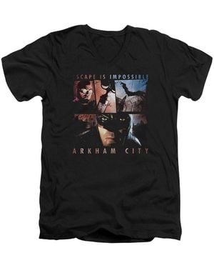 Batman Arkham City Escape Is Impossible Short Sleeve V Neck Tee / T-shirt - Black