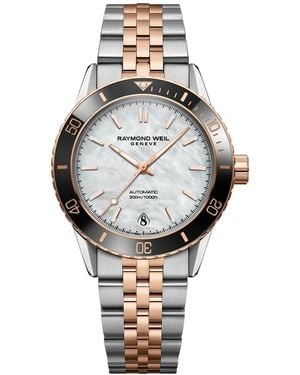 Raymond Weil Freelancer Diver Rose Gold Pvd Two-tone Bracelet Watch 36mm - Gray