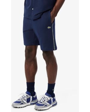 Lacoste Regular-fit Logo Stripe Fleece Shorts - Blue