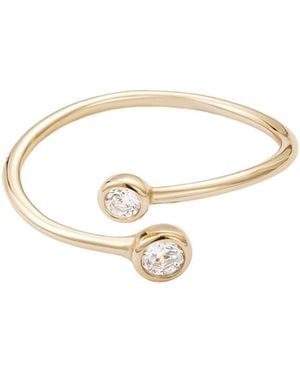 Adornia Fine 14k Vermeil .925 Sterling Silver Adjustable Crystal Overlapping Ring - White