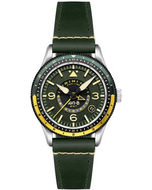 AVI-8 Flyboy Leather Strap Watch - Gray