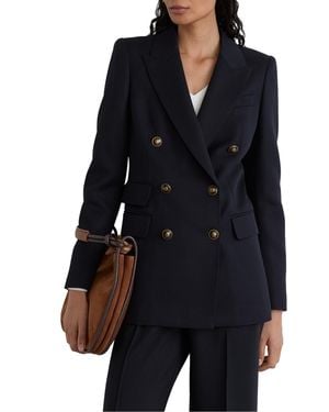 Reiss Lauryn Wool-blend Twill Double-breasted Blazer - Blue