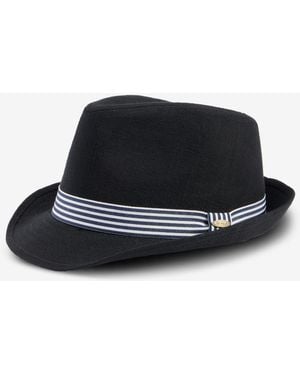 Scala Striped Band Fedora - Black