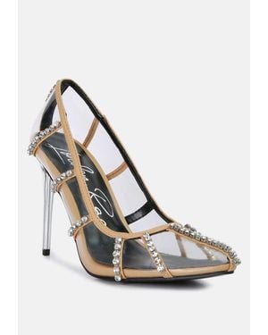 LONDON RAG Diamante Clear Stiletto Heel Pumps - White