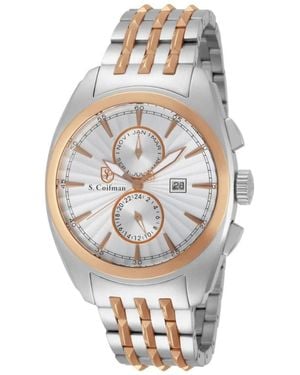 INVICTA WATCH S.coifman Heritage Chronograph Silver Dial Stainless Steel Bracelet Watch - Metallic
