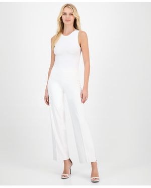 Anne Klein High-rise Pull-on Wide-leg Pants - White