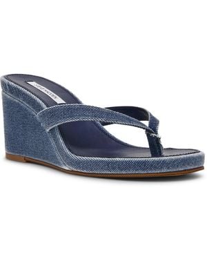 Steve Madden Playing Wedge Thong Sandals - Blue