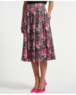 Isaac Mizrahi New York Sateen Midi Full Skirt - Red