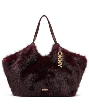 DKNY Paula Faux Fur Laptop-compatible Tote - Purple