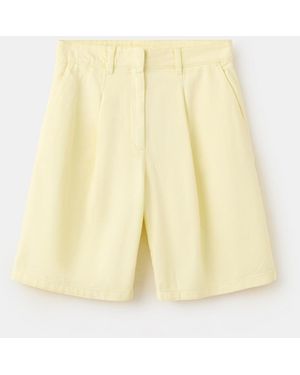 Mango Buckle Detail Straight Bermuda Shorts - White