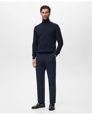 Mango Merino Wool Turtleneck Sweater - Blue