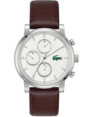 Lacoste Replay Brown Leather Strap Watch - Gray