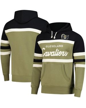 Mitchell & Ness Olive/black Cleveland Cavaliers Double Clutch Head Coach Hoodie - Green