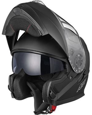 Ahr Run-m3 Modular Flip Up Helmet Full Face Dual Visor Dot Motorcycle Bike M - Black