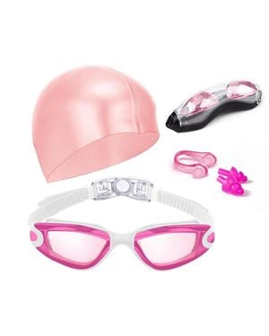 Gnuadz Swim goggles Nose Clip Earplugs Cap Case Aqua - Pink