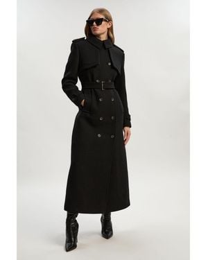 Karen Millen Wool Mix Belted Trench Maxi Coat - White