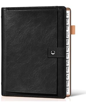Danrong Academic Weekly Monthly Planner Hardcover Leather Organizer For Students Teachers - Black
