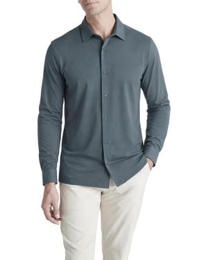 Level 7 Office-leisure Collection Cool Tech Seamless Long Sleeve Shirt - Blue