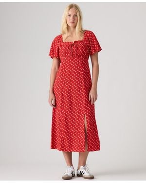 Levi's Premium Amara Column Flutter-sleeve Midi Dress - Red