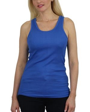 Galaxy By Harvic Loose Fit Ribbed Tank Top - Blue