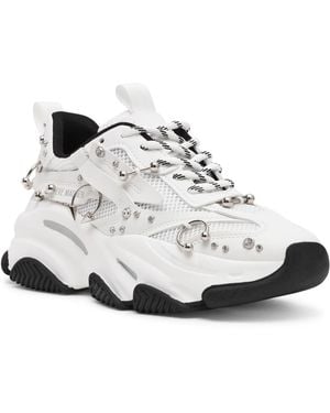 Steve Madden Possession Piercing-embellished Lace-up Sneakers - White