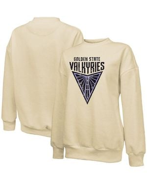 Majestic Golden State Valkyries Primary Logo Drop Shoulder Tri-blend Pullover Sweatshirt - White