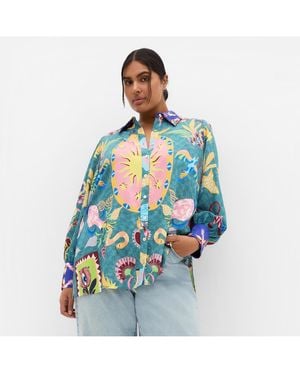 City Chic Plus Size Mystic Placement Shirt - Blue