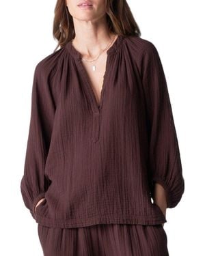 ocean + main Ocean+main Ocean+main Fuchsia Gauze Top - Red