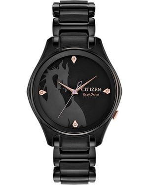 Citizen Disney By Maleficent Diamond-accent Stainless Steel Bracelet Watch 34mm - Black