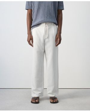 Mango Regular-fit Lyocell Linen Pants - White