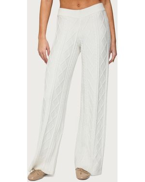 Edikted Louise Straight Leg Cable Knit Pants - White