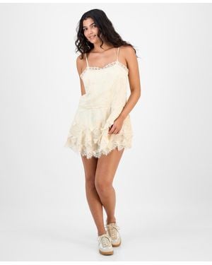 And Now This Square-neck Lace-tiered Mini Dress - White