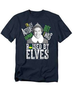 Elf Not Human Raised By Elves T Shirt - Blue