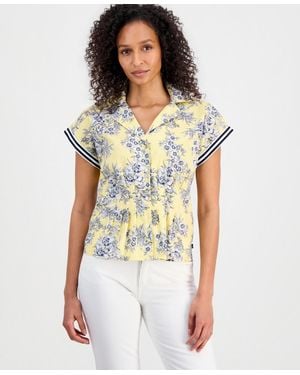 Nautica Cotton Toile Button-front Blouse - White