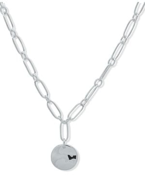 Nine West 17" Wavy Textured Pendant Necklace Silver Tone - Metallic