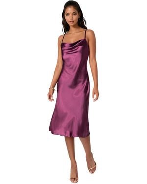 Bebe Satin Midi Slip Dress - Purple