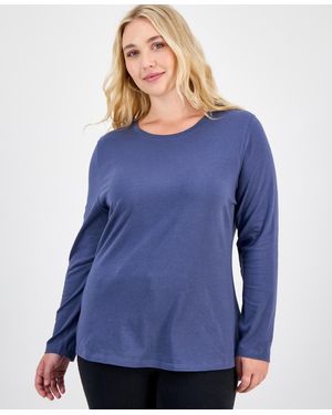 Aveto Plus Size Crewneck Top - Blue
