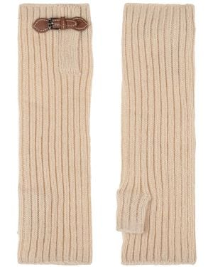 Ralph Lauren Buckle Knit Handwarmer Gloves - Natural
