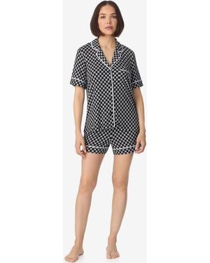 DKNY Short-sleeve Notch Collar Top & Boxers - Blue