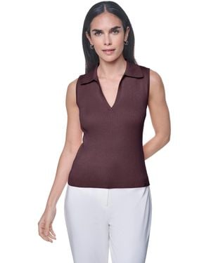 Calvin Klein V-neck Collar Sleeveless Sweater Top - Purple