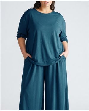 UNIVERSAL STANDARD Plus Size Pina Long Sleeve Lounge Tee - Blue