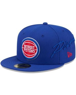 KTZ Detroit Pistons Side Script 59fifty Fitted Hat - Blue
