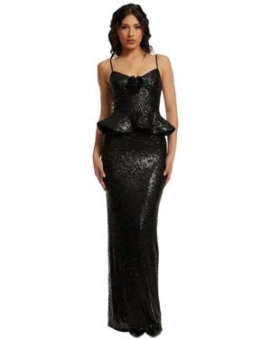 Dress the Population Akiah Sequined Peplum Gown - Black